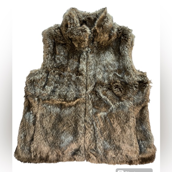 Banana Republic Jackets & Blazers - Banana Republic Brown Cozy Faux Fur High Neck Zip Up Sleeveless Winter Vest Sz M
